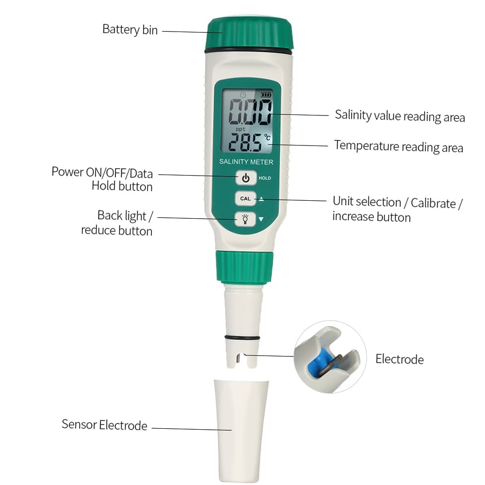 เครื่องวัดความเค็ม แบบดิจิตอล Salinity meter AR8012 า วัดค่าเกลือ วัดน้ำทะเล ปากกาทดสอบคุณภาพน้ํา 10-50% PPT รูปที่ 3