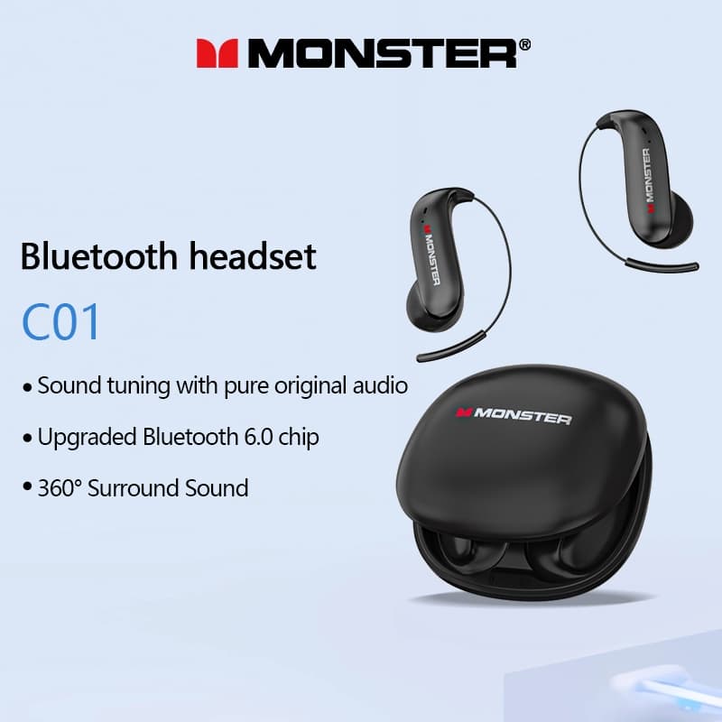 Monster C01 หูฟังไร้สายบลูทูธไฮไฟสเตอริโอเสียงสูงสุด 48 ชั่วโมงอายุการใช้งานแบตเตอรี่ IPX5 บลูทูธกันน้ํา 6.0 รูปที่ 1