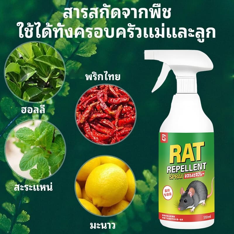 ป้องกันหนูระยะยาวสเปรย์ไล่หนู 510ml ยาไล่หนู ปราศจากสารเคมีอันตราย ใช้ได้ในห้องเครื่องรถยนต์ รูปที่ 3