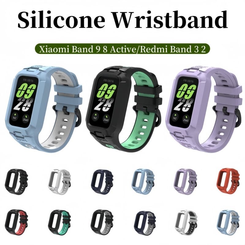 สายรัดซิลิโคน + สําหรับ Xiaomi Smart Band 9 Active/8 Active SmartWatch สายรัดข้อมือกีฬาสําหรับ Redmi Smart Band 3 2 Soft TPU Bracelect รูปที่ 1