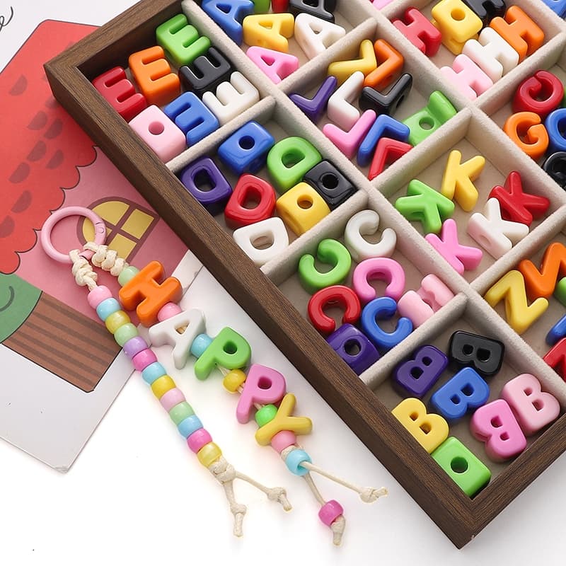 ลูกปัดอะครีลิคตัวอักษร/ตัวเลข 10 ชิ้น สำหรับ DIY สายคล้องมือถือ สายคล้องกระเป๋า ของขวัญ รูปที่ 7