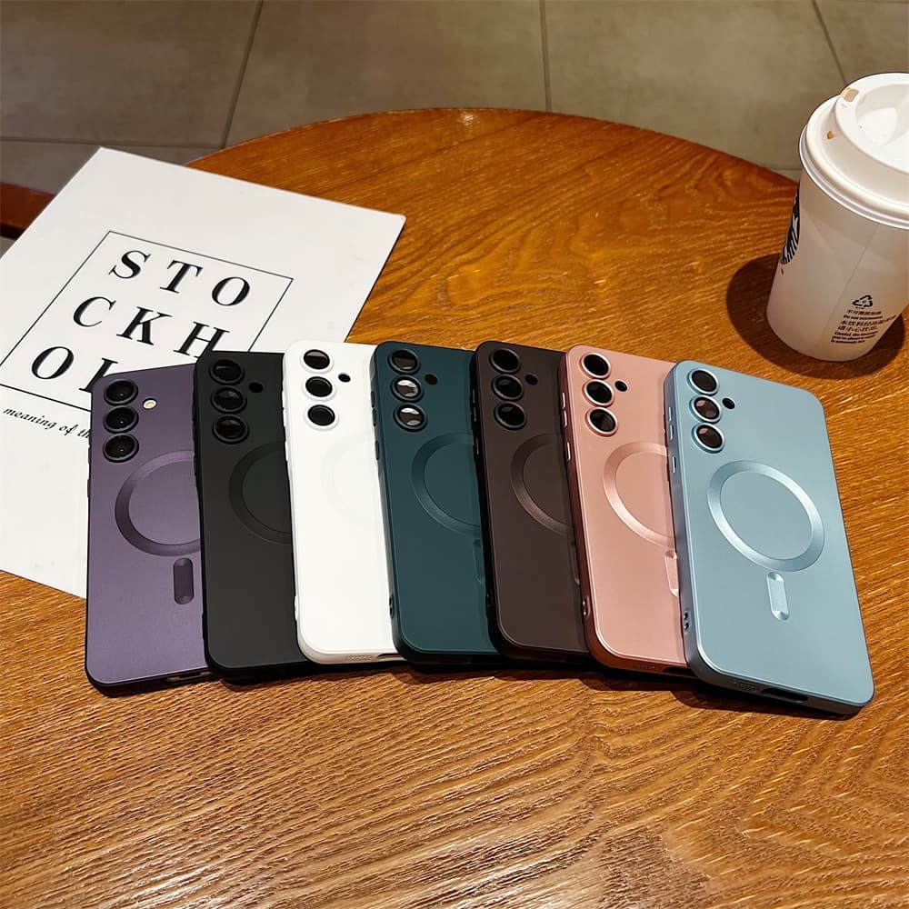 SAMSUNG แม่เหล็กสีเมทัลลิคเคสโทรศัพท์สําหรับSamsung Galaxy A57 A37 A17 A56 A36 A26 A16 A55 A25 A35 A15 A54 A34 A24 A14 5G Matte SlimซิลิโคนบางTPU Soft Cover รูปที่ 9