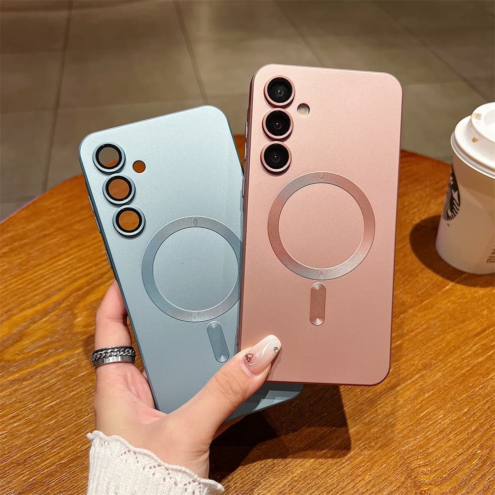 SAMSUNG แม่เหล็กสีเมทัลลิคเคสโทรศัพท์สําหรับSamsung Galaxy A57 A37 A17 A56 A36 A26 A16 A55 A25 A35 A15 A54 A34 A24 A14 5G Matte SlimซิลิโคนบางTPU Soft Cover รูปที่ 1