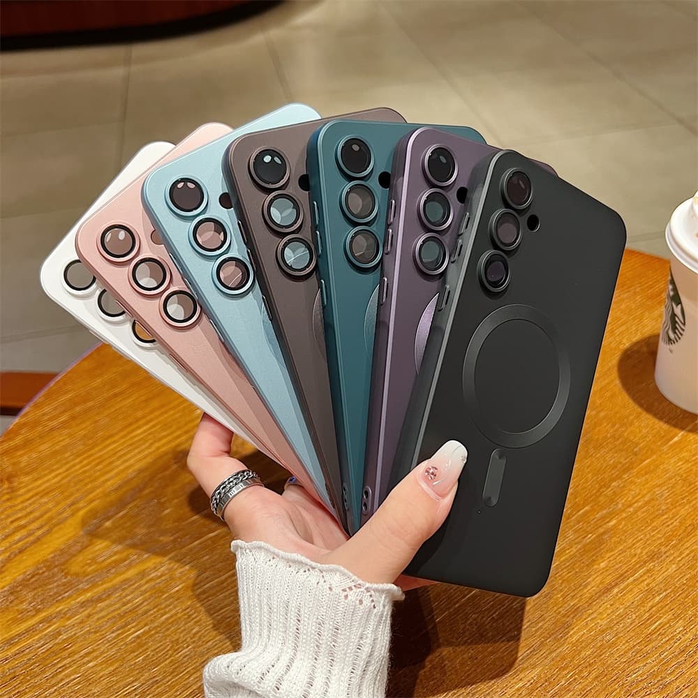 SAMSUNG แม่เหล็กสีเมทัลลิคเคสโทรศัพท์สําหรับSamsung Galaxy A57 A37 A17 A56 A36 A26 A16 A55 A25 A35 A15 A54 A34 A24 A14 5G Matte SlimซิลิโคนบางTPU Soft Cover รูปที่ 8