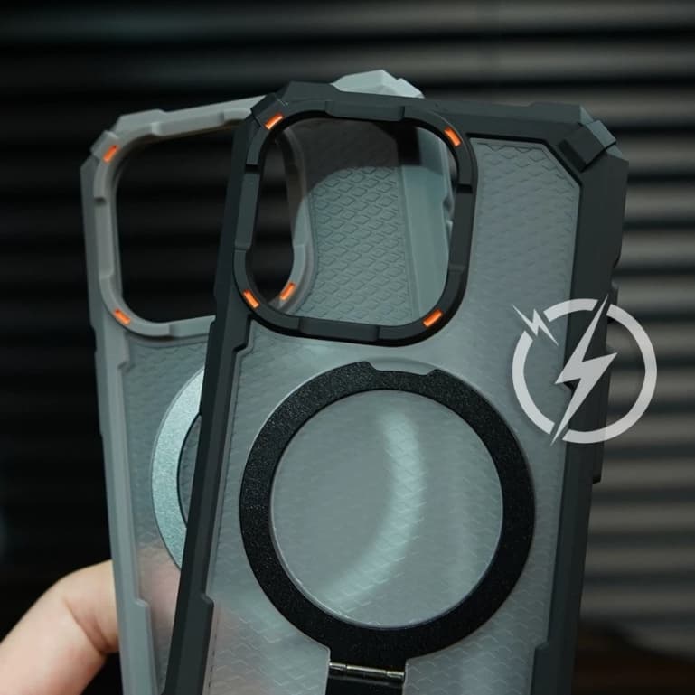 【Drop-proof/With bracket/Acrylic hard case/Black】เคส compatible for iPhone 11 12 13 14 15 16 17 pro max case รูปที่ 1