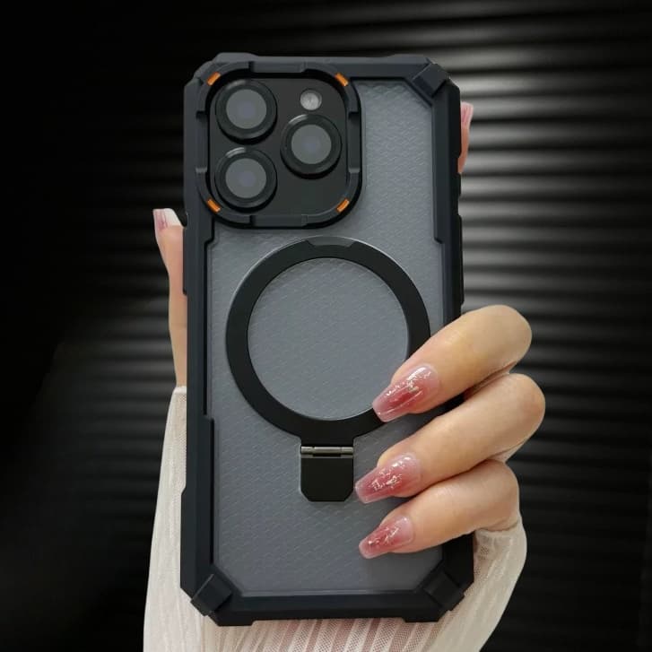 【Drop-proof/With bracket/Acrylic hard case/Black】เคส compatible for iPhone 11 12 13 14 15 16 17 pro max case รูปที่ 8