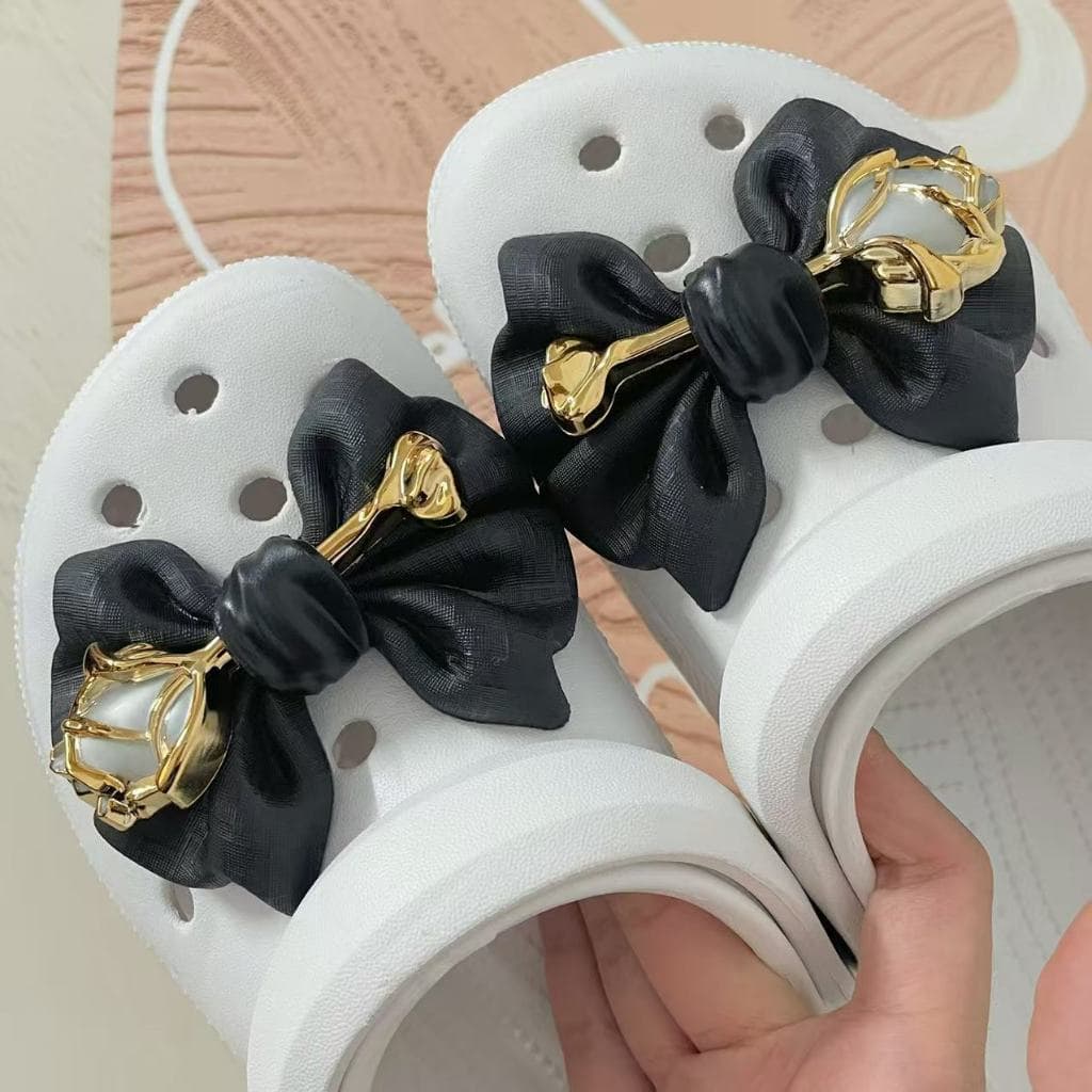 อุปกรณ์เสริมรองเท้าอุปกรณ์เสริมรองเท้าแตะ โบว์ DIY อุปกรณ์เสริมหัวเข็มขัดรองเท้าดอกไม้ด้านบนรองเท้าตกแต่ง รูปที่ 7