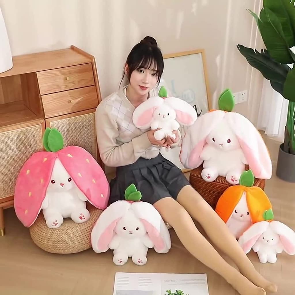 ตุ๊กตาพลิกด้านได้ แครอทสตรอเบอร์รี่กระต่าย ขนปุย, ตุ๊กตากระต่ายพลิกด้านได้ 2 ใน 1 นุ่มเหมาะสำหรับ, น่ารักพลิกตุ๊กตาสัตว์ซิป, นุ่มของเล่นของขวัญสําหรับ ชาย, เด็กผู้หญิง ของขวัญวันเกิดเด็ก รูปที่ 8