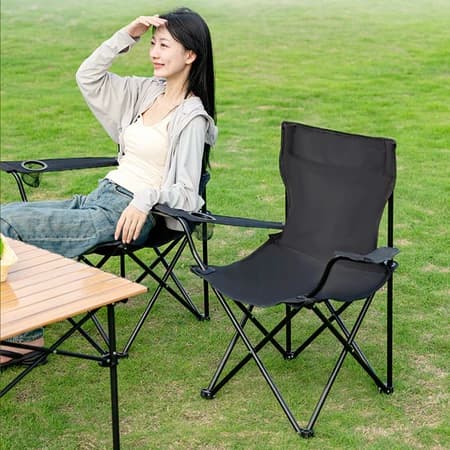 เก้าอี้แคมป์ปิ้ง เก้าอี้พับ camping พับได้ พร้อมที่พักแขน แถมถุงจัดเก็บ รับน้ำหนัก80กก. รูปที่ 2