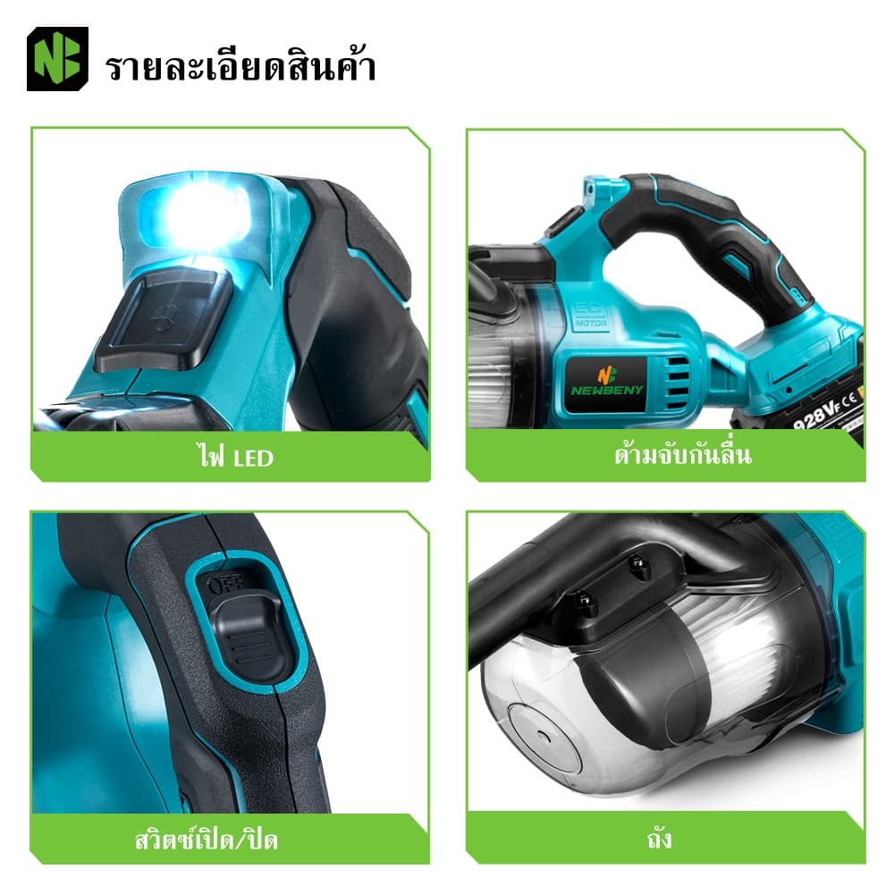 4in1 เครื่องดูดฝุ่นไฟฟ้าไร้สาย 1000W 18V เครื่องดูดฝุ่นในรถยนต์ภายในบ้าน แบบพกพา สําหรับ Makita รูปที่ 3