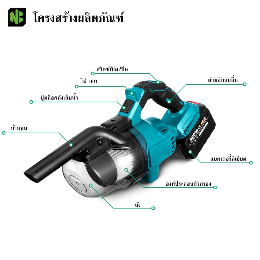 4in1 เครื่องดูดฝุ่นไฟฟ้าไร้สาย 1000W 18V เครื่องดูดฝุ่นในรถยนต์ภายในบ้าน แบบพกพา สําหรับ Makita รูปที่ 5