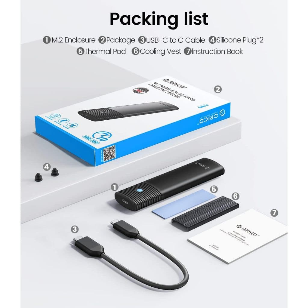 ORICO M2 SSD Enclosure USB3.0 Type-C NVMe PCIe - เหมาะกับ NGFF NVME SSD เหมาะสําหรับ Mac รูปที่ 8