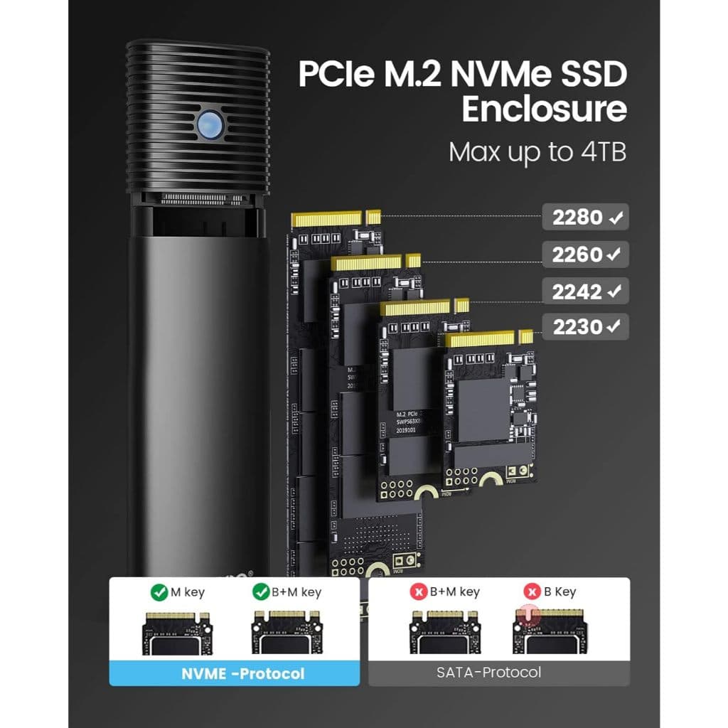 ORICO M2 SSD Enclosure USB3.0 Type-C NVMe PCIe - เหมาะกับ NGFF NVME SSD เหมาะสําหรับ Mac รูปที่ 4