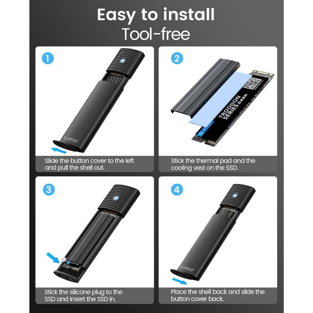 ORICO M2 SSD Enclosure USB3.0 Type-C NVMe PCIe - เหมาะกับ NGFF NVME SSD เหมาะสําหรับ Mac รูปที่ 7