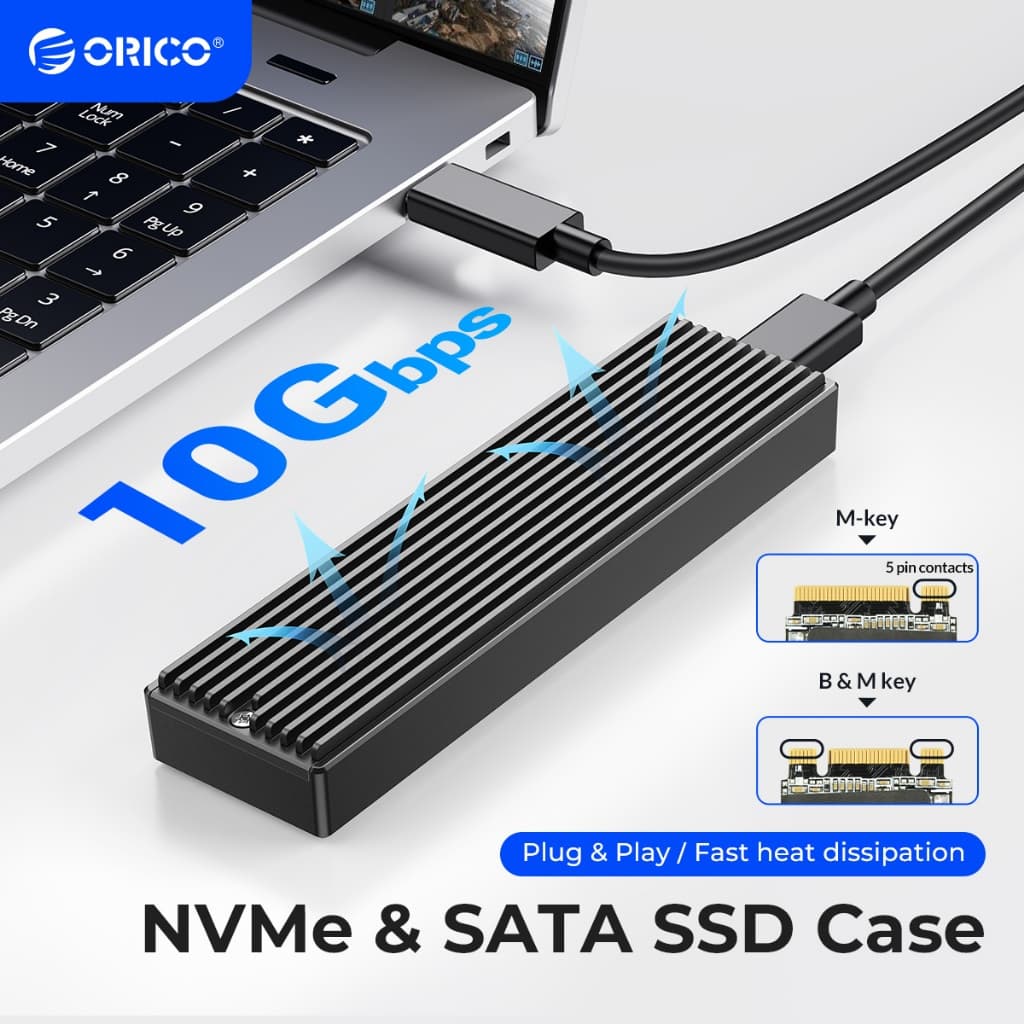 ORICO LSDT M.2 NVME SSD พร้อมอินเทอร์เฟซ Type C และพัดลมในตัว เข้ากันได้กับ 2230, 2242, 2260, 2280 ขนาด (M2PV)
