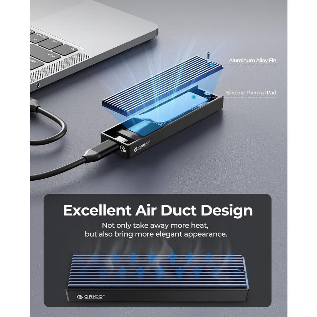 ORICO LSDT M.2 NVME SSD พร้อมอินเทอร์เฟซ Type C และพัดลมในตัว เข้ากันได้กับ 2230, 2242, 2260, 2280 ขนาด รูปที่ 4