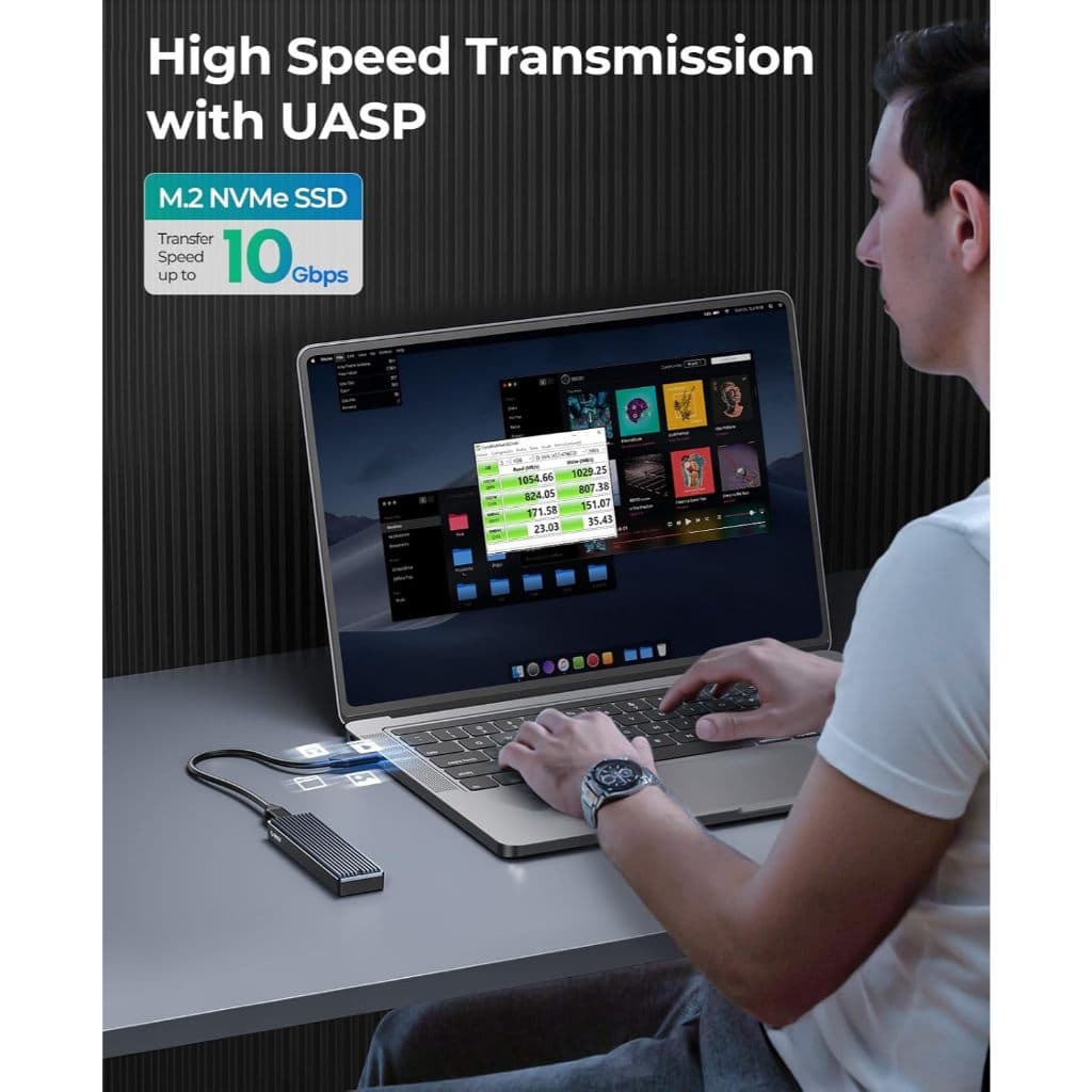 ORICO LSDT M.2 NVME SSD พร้อมอินเทอร์เฟซ Type C และพัดลมในตัว เข้ากันได้กับ 2230, 2242, 2260, 2280 ขนาด รูปที่ 2