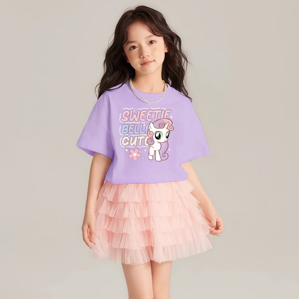 Princess Kesli เสื้อยืดเด็กผู้หญิง รูปแบบการ์ตูนพิมพ์ แบบเกาหลี ายแขนสั้นเสื้อยื เสื้อยืดเด็ก 2-12 ปี รูปที่ 6