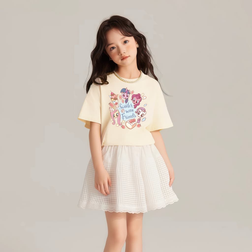 Princess Kesli เสื้อยืดเด็กผู้หญิง รูปแบบการ์ตูนพิมพ์ แบบเกาหลี ายแขนสั้นเสื้อยื เสื้อยืดเด็ก 2-12 ปี รูปที่ 3