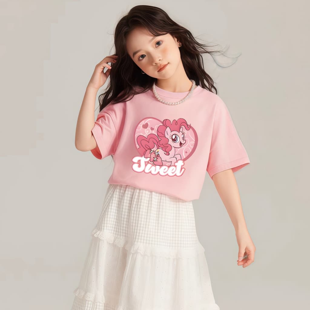 Princess Kesli เสื้อยืดเด็กผู้หญิง รูปแบบการ์ตูนพิมพ์ แบบเกาหลี ายแขนสั้นเสื้อยื เสื้อยืดเด็ก 2-12 ปี รูปที่ 5