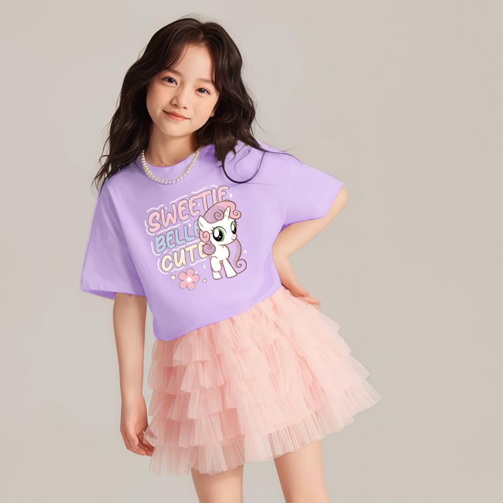 Princess Kesli เสื้อยืดเด็กผู้หญิง รูปแบบการ์ตูนพิมพ์ แบบเกาหลี ายแขนสั้นเสื้อยื เสื้อยืดเด็ก 2-12 ปี รูปที่ 4