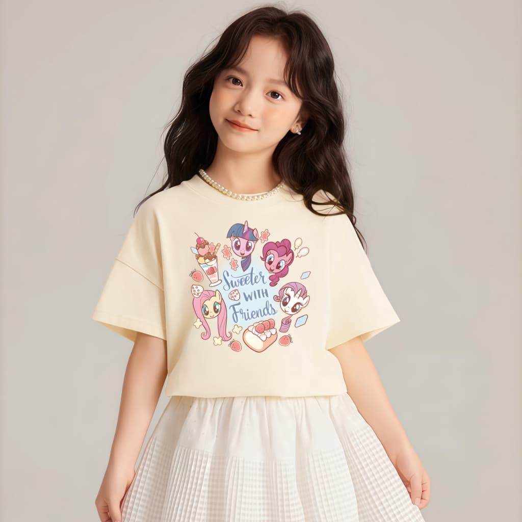 Princess Kesli เสื้อยืดเด็กผู้หญิง รูปแบบการ์ตูนพิมพ์ แบบเกาหลี ายแขนสั้นเสื้อยื เสื้อยืดเด็ก 2-12 ปี รูปที่ 9