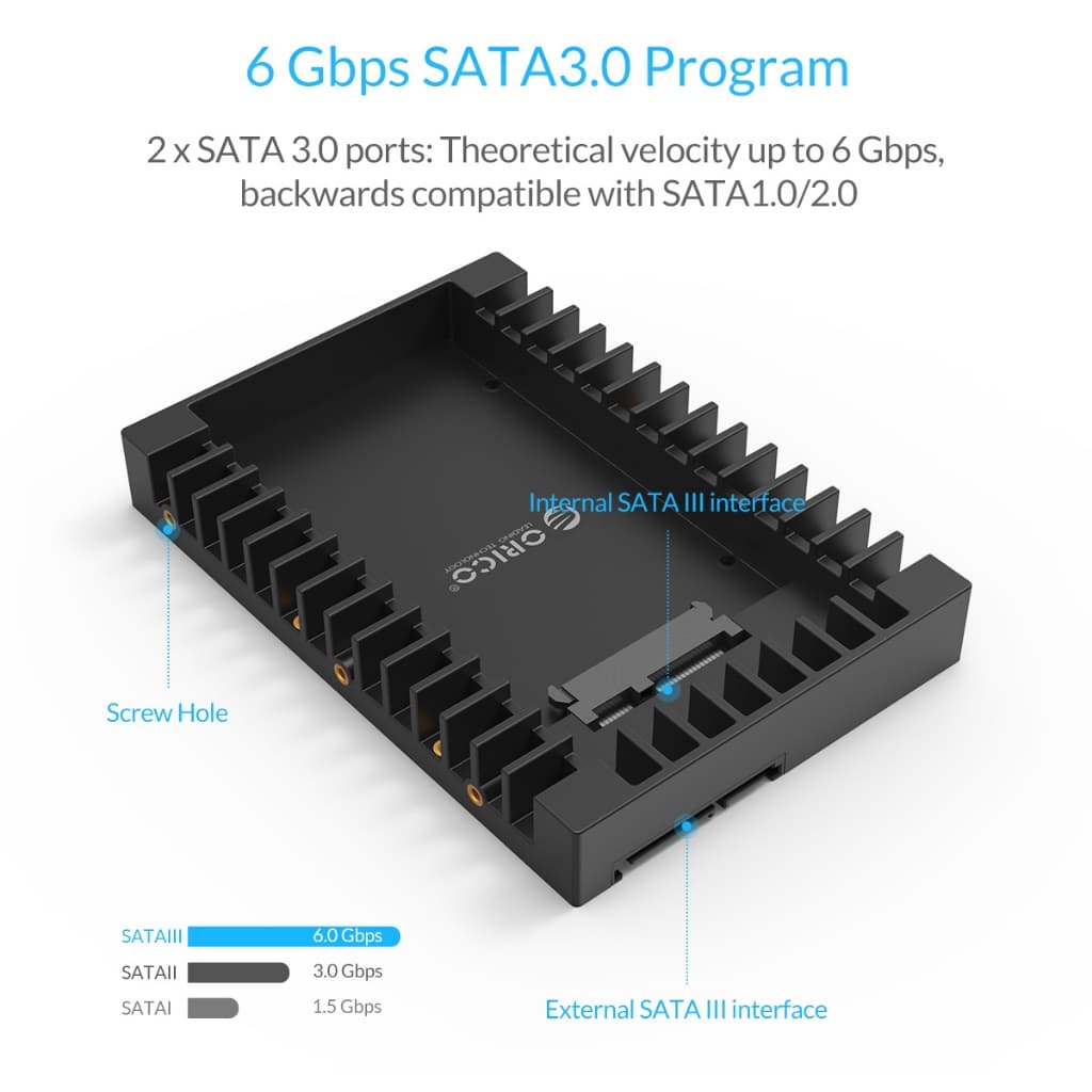 ORICO แคดดี้ฮาร์ดไดรฟ์ 2.5 นิ้วถึง 3.5 นิ้ว SATA 3.0 ถึง USB 3.0 อะแดปเตอร์ 6Gbps รูปที่ 2