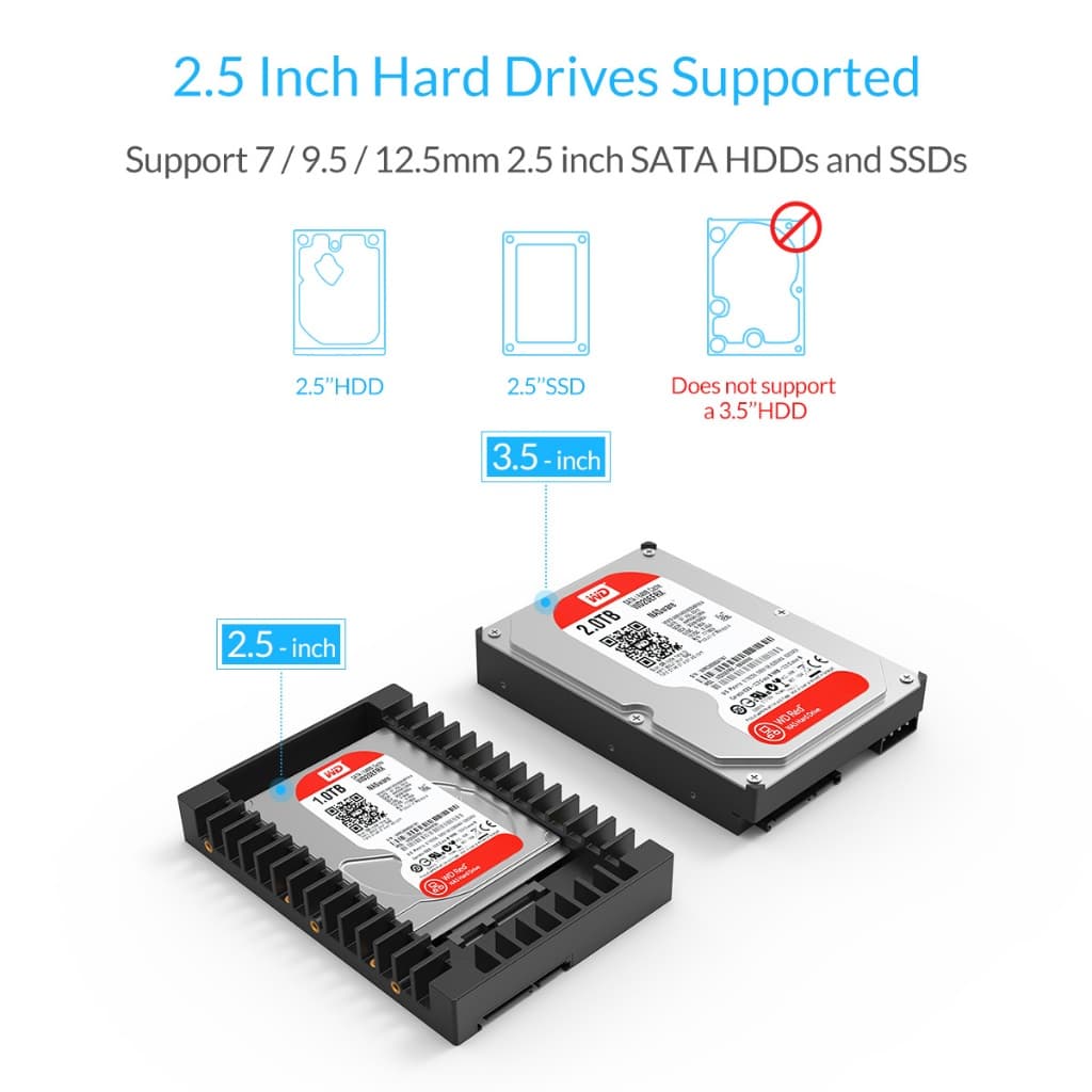 ORICO แคดดี้ฮาร์ดไดรฟ์ 2.5 นิ้วถึง 3.5 นิ้ว SATA 3.0 ถึง USB 3.0 อะแดปเตอร์ 6Gbps รูปที่ 3