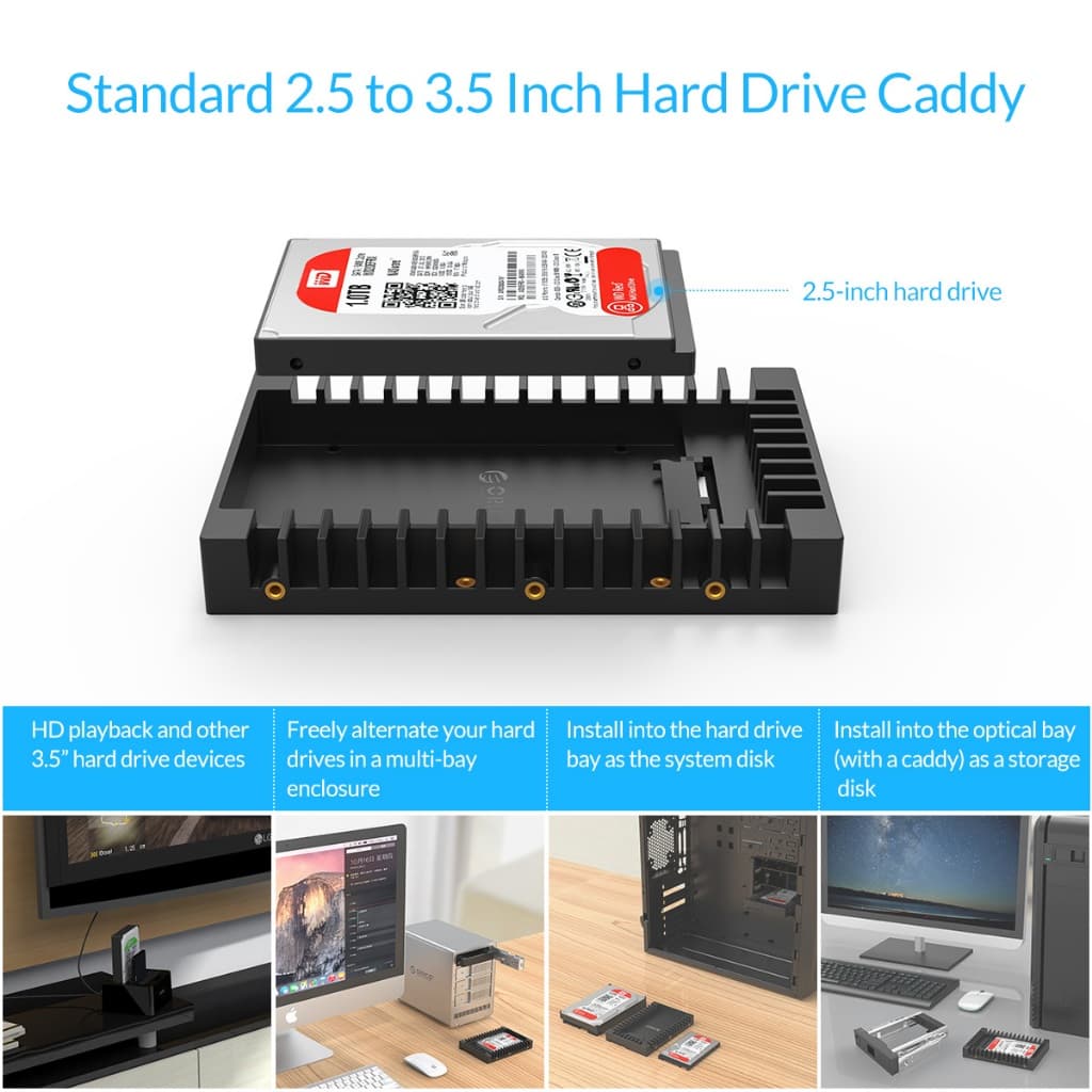 ORICO แคดดี้ฮาร์ดไดรฟ์ 2.5 นิ้วถึง 3.5 นิ้ว SATA 3.0 ถึง USB 3.0 อะแดปเตอร์ 6Gbps รูปที่ 6