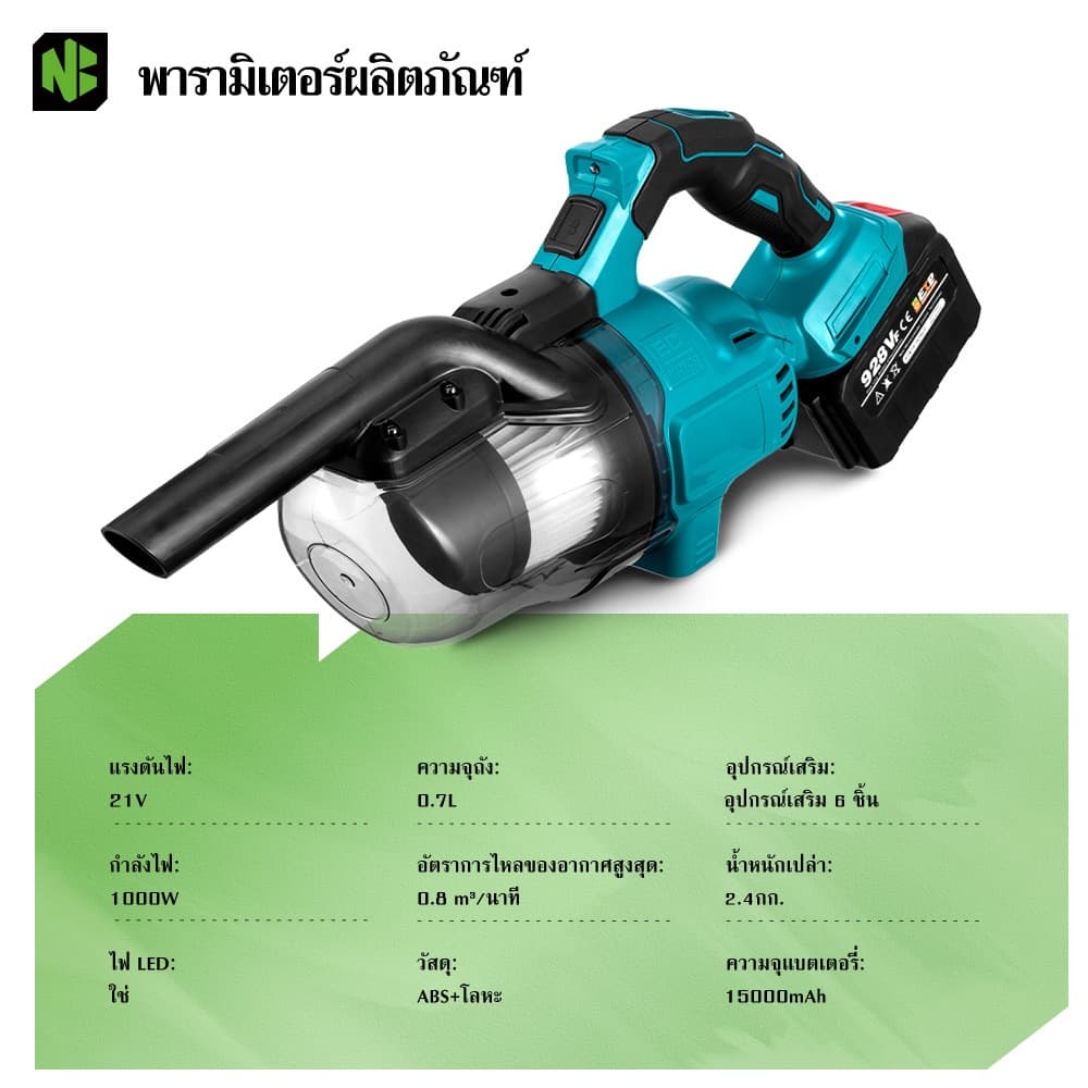 4in1 เครื่องดูดฝุ่นไฟฟ้าไร้สาย 1000W 18V เครื่องดูดฝุ่นในรถยนต์ภายในบ้าน แบบพกพา สําหรับ Makita รูปที่ 2