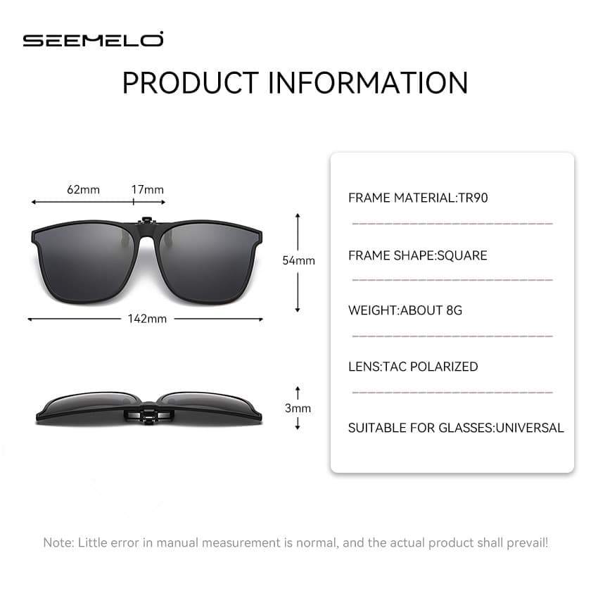 SEEMELO คลิปบนแว่นตากันแดดโพลาไรซ์ TR90 กรอบ Unisex ขนาดใหญ่ น้ำหนักเบา Anti-Glare สำหรับการขับรถและOutdoor สามารถFlip Up เพื่อใช้ร่วมกับแว่นตามใบสั่งแพทย์ รูปที่ 7