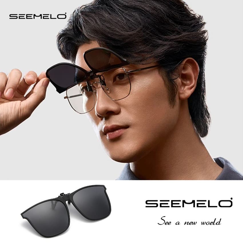 SEEMELO คลิปบนแว่นตากันแดดโพลาไรซ์ TR90 กรอบ Unisex ขนาดใหญ่ น้ำหนักเบา Anti-Glare สำหรับการขับรถและOutdoor สามารถFlip Up เพื่อใช้ร่วมกับแว่นตามใบสั่งแพทย์ รูปที่ 1