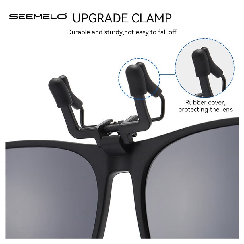 SEEMELO คลิปบนแว่นตากันแดดโพลาไรซ์ TR90 กรอบ Unisex ขนาดใหญ่ น้ำหนักเบา Anti-Glare สำหรับการขับรถและOutdoor สามารถFlip Up เพื่อใช้ร่วมกับแว่นตามใบสั่งแพทย์ รูปที่ 4