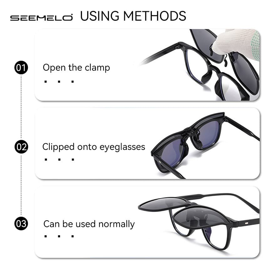SEEMELO คลิปบนแว่นตากันแดดโพลาไรซ์ TR90 กรอบ Unisex ขนาดใหญ่ น้ำหนักเบา Anti-Glare สำหรับการขับรถและOutdoor สามารถFlip Up เพื่อใช้ร่วมกับแว่นตามใบสั่งแพทย์ รูปที่ 6