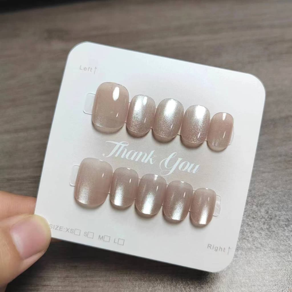 10pcs Cat Eye เล็บปลอมคริสตัลเล็บปลอม Shining Cat Eye Series สวมใส่เม็ดปลอม รูปที่ 8
