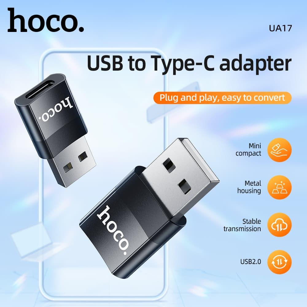 hoco. UA17 2in1 ADAPTER หัวแปลง ตัวแปลง สัญญาณ สายชาร์จ หัวแปลง USB Micro​ Type-c​ iP รูปที่ 3