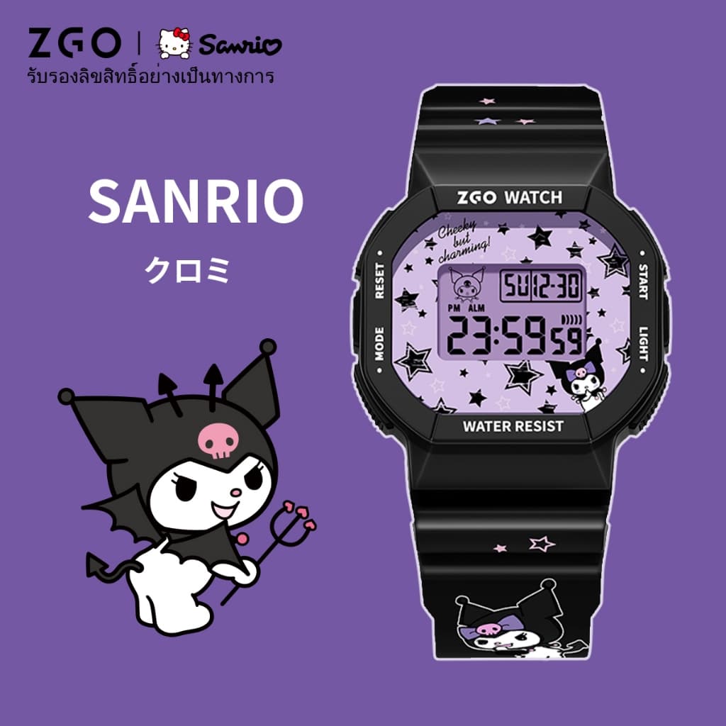 ZGO x Sanrio Kuromi นาฬิกาเด็ก แนวสปอร์ต อเนกประสงค์ มีไฟ LED กันน้ำ 100% นาฬิกานักเรียน 8611 รูปที่ 8
