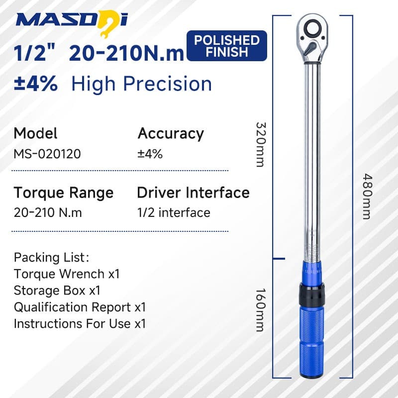 Masdsi ประแจแรงบิดชุด 72 ฟัน Dual-Direction ประแจแรงบิดปรับได้ Dual-Scales 1/4 & 3/8 & 1/2 นิ้ว ±3% ความแม่นยํา Click ประแจแรงบิดสําหรับจักรยาน, รถจักรยานยนต์, รถ, หลัก รูปที่ 8