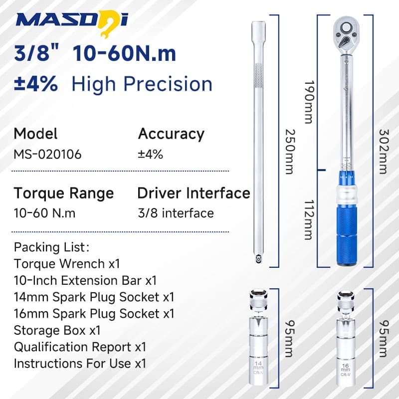 Masdsi ประแจแรงบิดชุด 72 ฟัน Dual-Direction ประแจแรงบิดปรับได้ Dual-Scales 1/4 & 3/8 & 1/2 นิ้ว ±3% ความแม่นยํา Click ประแจแรงบิดสําหรับจักรยาน, รถจักรยานยนต์, รถ, หลัก รูปที่ 6