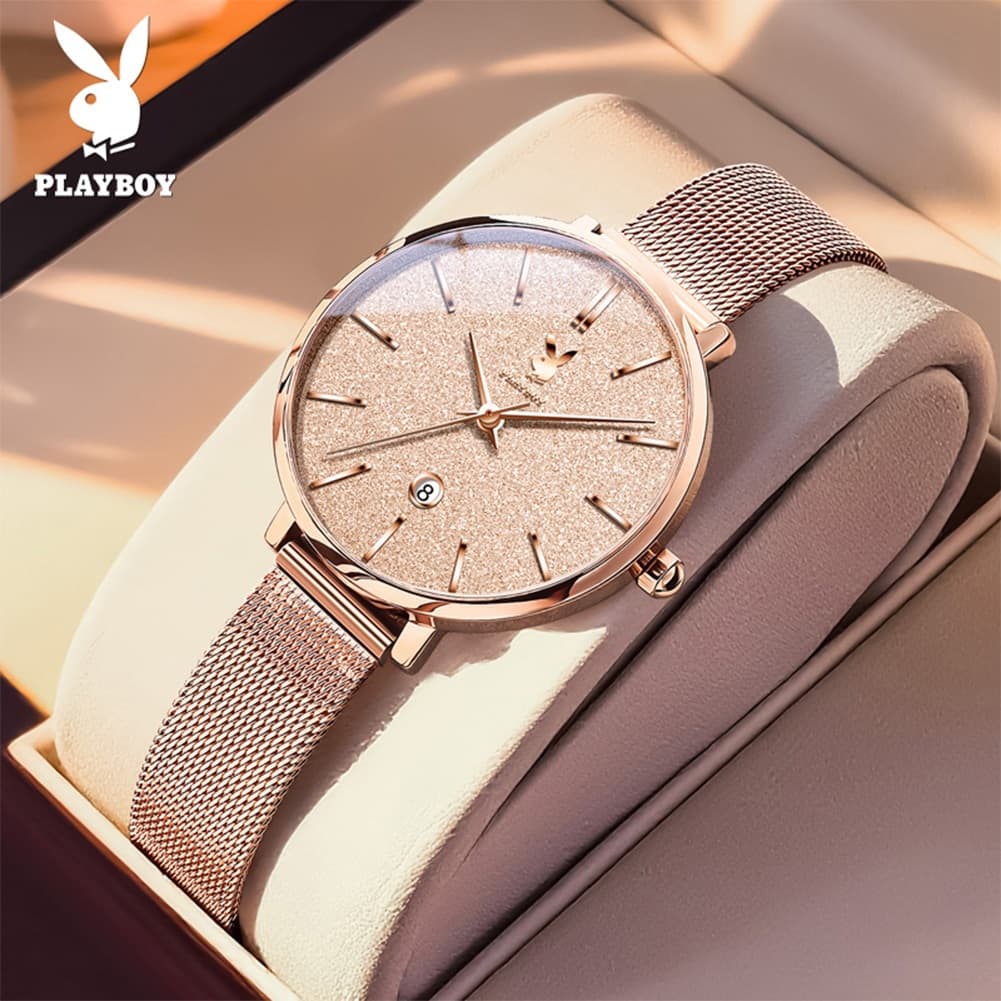 PLAYBOY นาฬิกาผู้หญิง กันน้ำ นาฬิกาแฟชั่นสุภาพสตรีสุดหรู ชุดของขวัญ 3093 รูปที่ 4