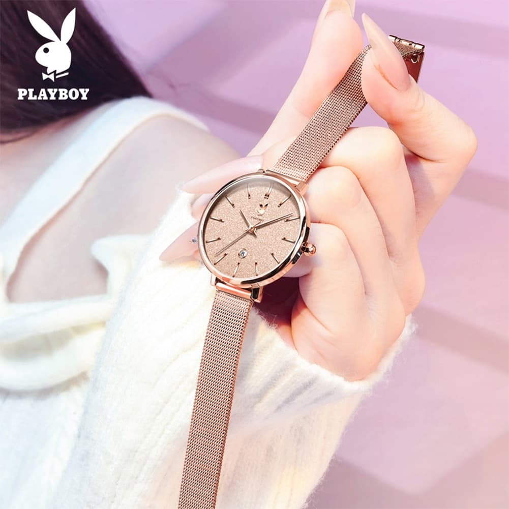 PLAYBOY นาฬิกาผู้หญิง กันน้ำ นาฬิกาแฟชั่นสุภาพสตรีสุดหรู ชุดของขวัญ 3093 รูปที่ 9