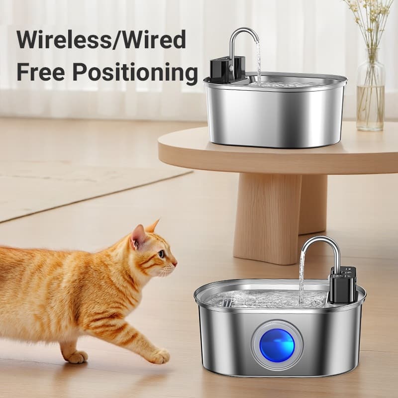 ROJECO 3.2L สแตนเลสน้ําพุสัตว์เลี้ยงไร้สายดื่ม Feeder แบตเตอรี่ดําเนินการอัตโนมัติ Motion Sensor เครื่องจ่ายน้ําอุปกรณ์สัตว์เลี้ยง รูปที่ 2
