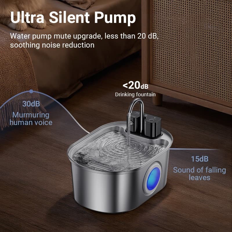 ROJECO 3.2L สแตนเลสน้ําพุสัตว์เลี้ยงไร้สายดื่ม Feeder แบตเตอรี่ดําเนินการอัตโนมัติ Motion Sensor เครื่องจ่ายน้ําอุปกรณ์สัตว์เลี้ยง รูปที่ 6