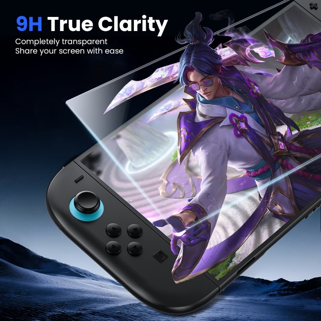 WSKEN 2pc ฟิล์มกันรอยหน้าจอ for Nintendo Switch 2 กันแตก ฟิล์มกระจกนิรภัย ฟองสบู่ศูนย์ ติดตั้งง่าย การกำจัดฝุ่นอัตโนมัติ HD ฟิล์ม รูปที่ 2
