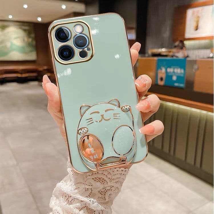 เคสโทรศัพท์ iPhone 11 11 Pro 11 Pro Max 12 12 Pro 12 Pro Max 13 13 Pro 13 Pro Max 14 14 Plus 14 Pro 14 Pro Max เคสโทรศัพท์ Gong Xi Fa Cai เคสโทรศัพท์พร้อมที่วางแมวนำโชค รูปที่ 9