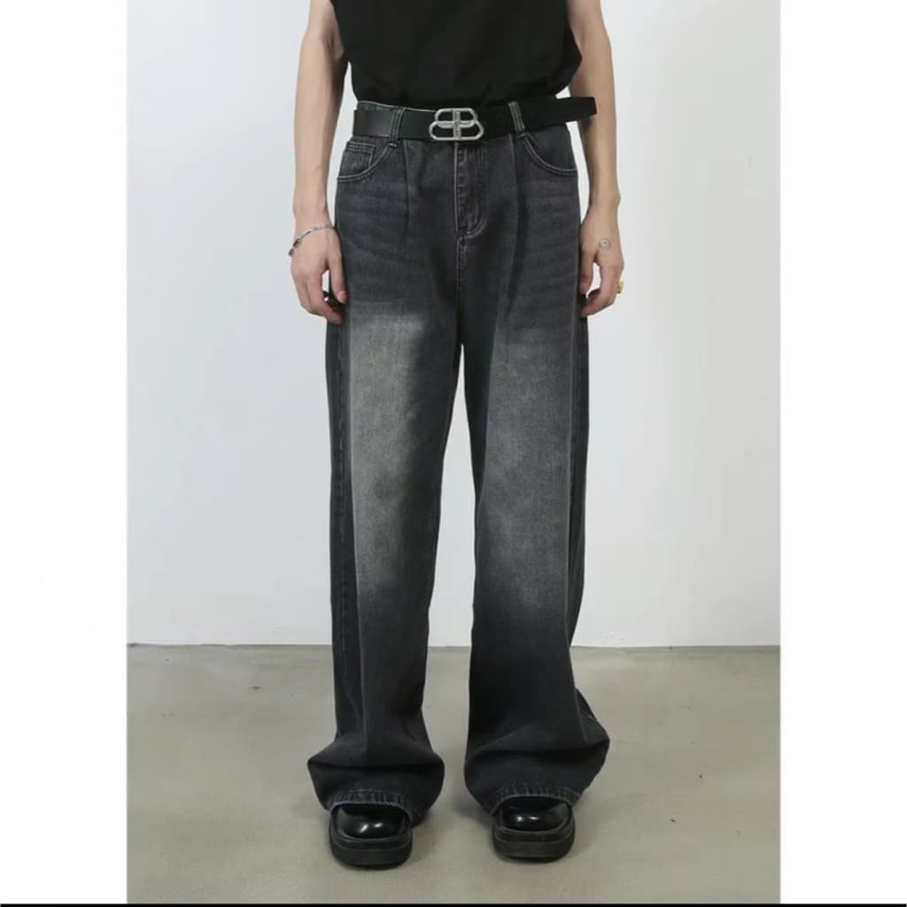 Baggy Jeans 10 สี กางเกงยีนส์ผู้ชายขากว้าง ไซลินไดรต์ พอดี คอปกปานกลางพอดีเก็บอย่างดี รูปที่ 7