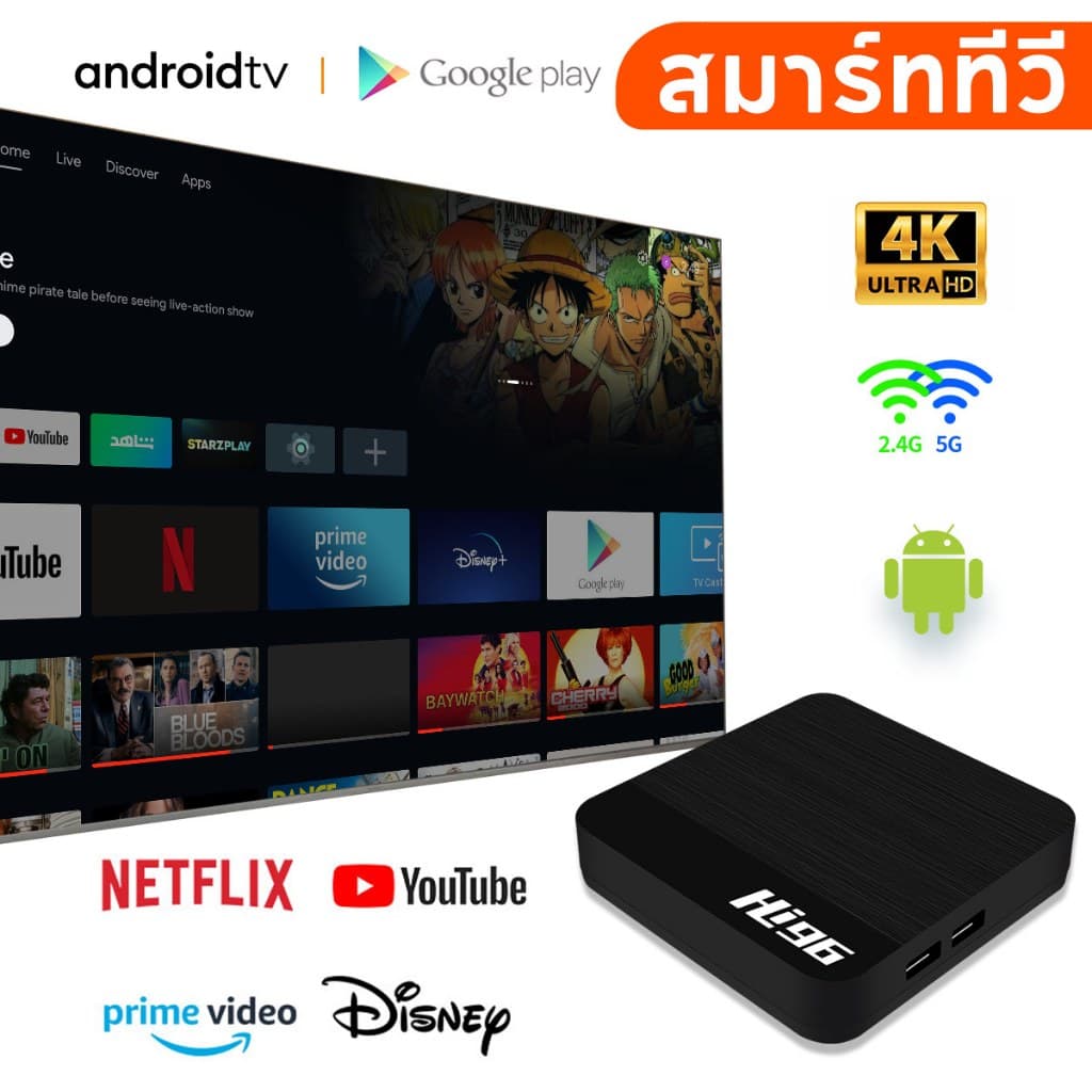 2025 Hi96 X1 Android 11 Set-top Box Dual Band WIFI กล่องสมาร์ททีวี 1GB 8GB 2.4G/5G Wifi 4K รูปที่ 1
