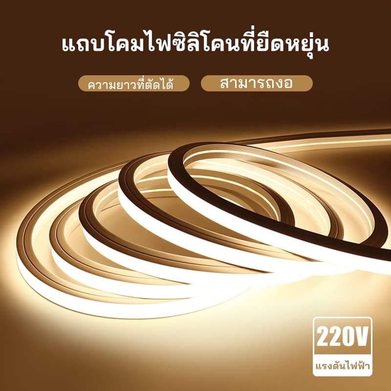 ไฟ LED Neon Soft Light ชนิดยืดหยุ่น 220V แสงสีขาวนวล | ตกแต่งบ้าน/ไฟส่องสว่าง IP65 กันน้ําทนทาน Anti-Damaging รูปที่ 1