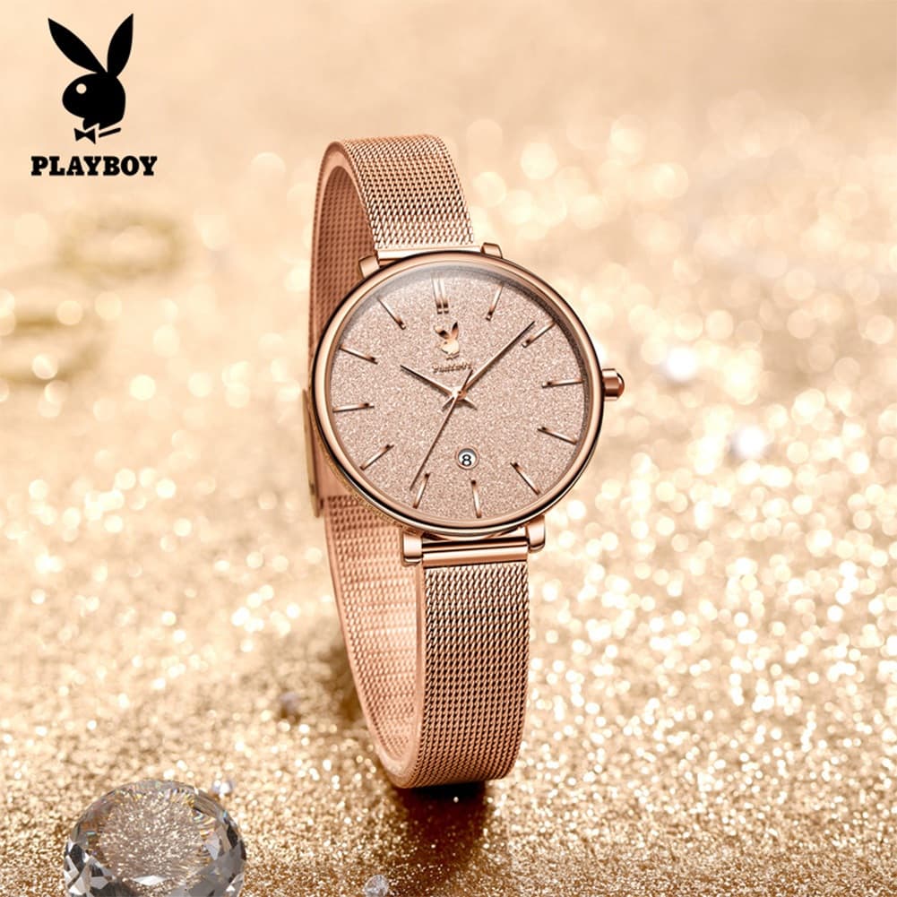 PLAYBOY นาฬิกาผู้หญิง กันน้ำ นาฬิกาแฟชั่นสุภาพสตรีสุดหรู ชุดของขวัญ 3093 รูปที่ 8