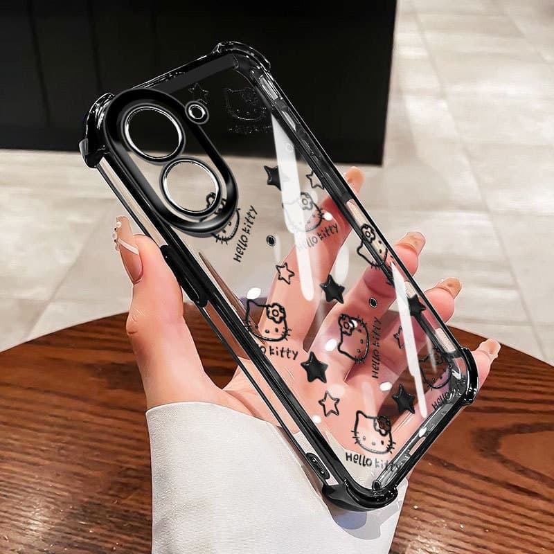 YBD Anti Fall สี่มุมสําหรับ Redmi 15A A7 Pro A5 Turbo 4 Pro Xiaomi POCO F7 POCO C71 C85X Clear เคสโทรศัพท์ Hollow Out การ์ตูนรูปแบบตัวอักษร รูปที่ 4